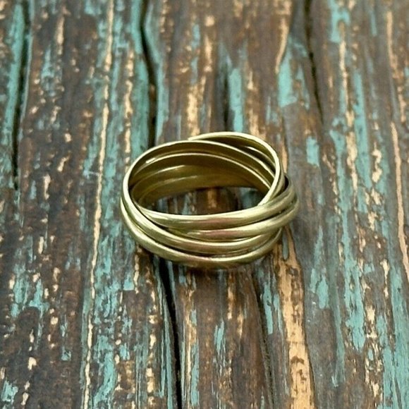 Vintage 14K Yellow Gold Rolling Ring Made of Six (6) Intertwined Bands Size 5.5 - Picture 1 of 8